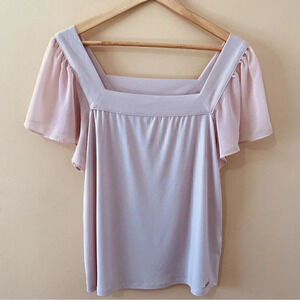 Calvin Klein | Butterfly Short Sleeve Pink Flowing Feminine Blouse Shirt - US M